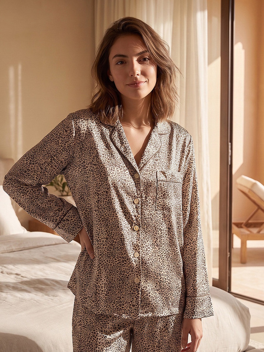Animal Print Shirt and Pyjama Set