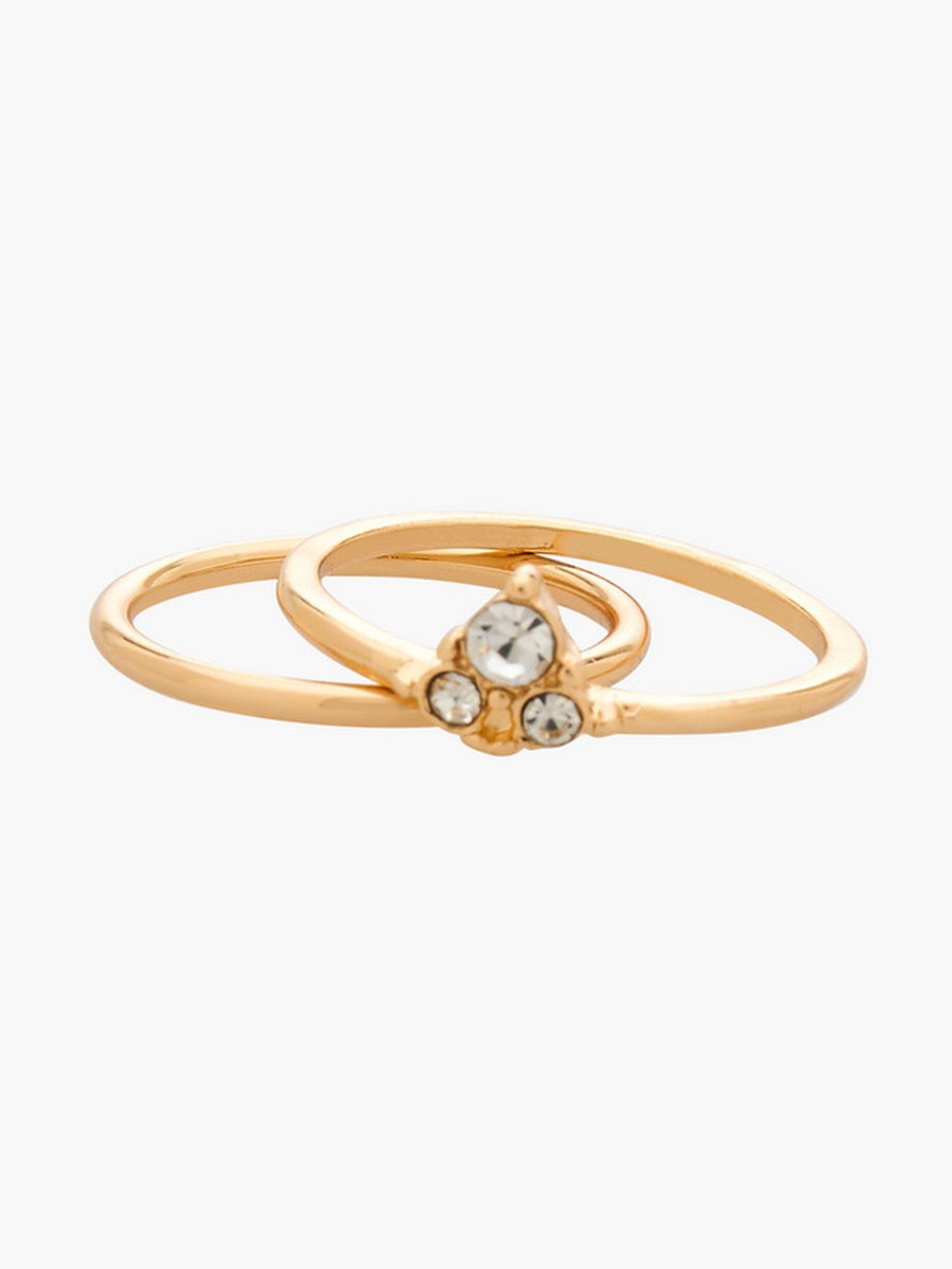 Set of 7 - Embellished Gold Tone Ring
