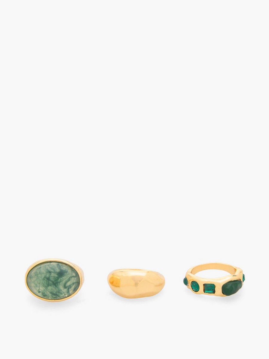 Pack of 3 Metal Ring with Stone Embellishment