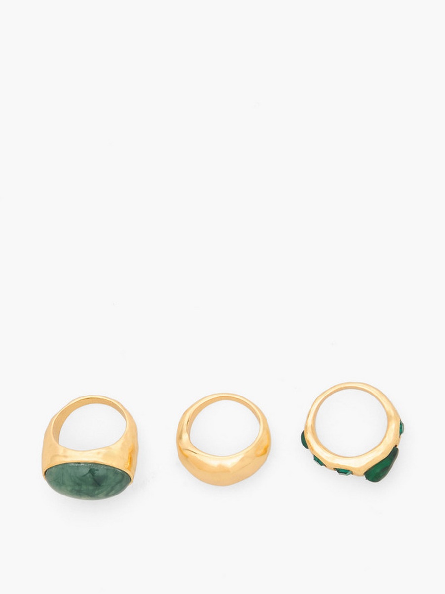 Pack of 3 Metal Ring with Stone Embellishment