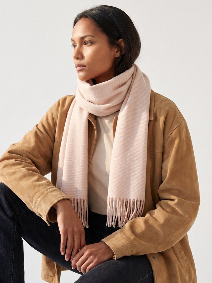 Beige Fringed Scarf