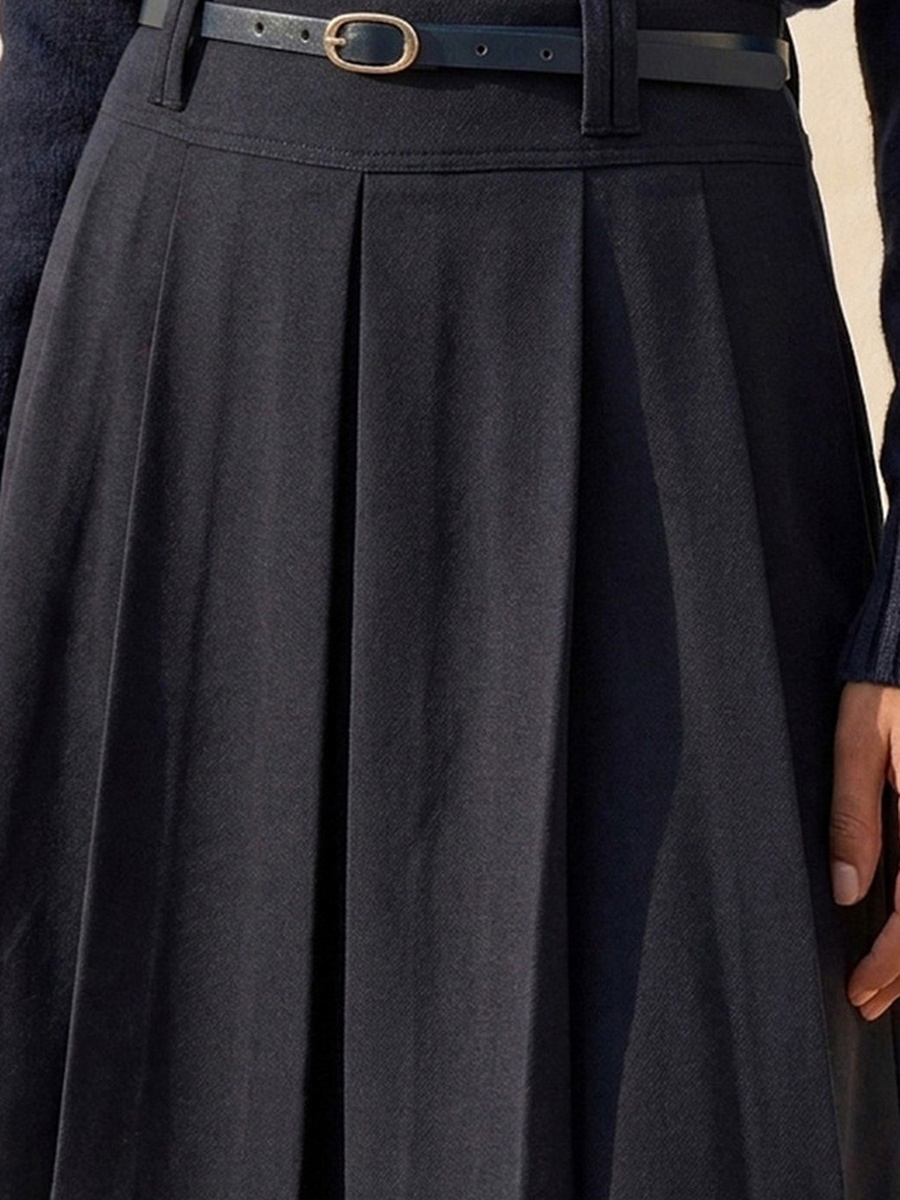 Pleated Skater Skirt with Belt