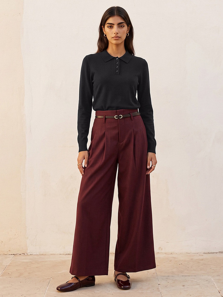Polo Sweater with Ribbed Hem