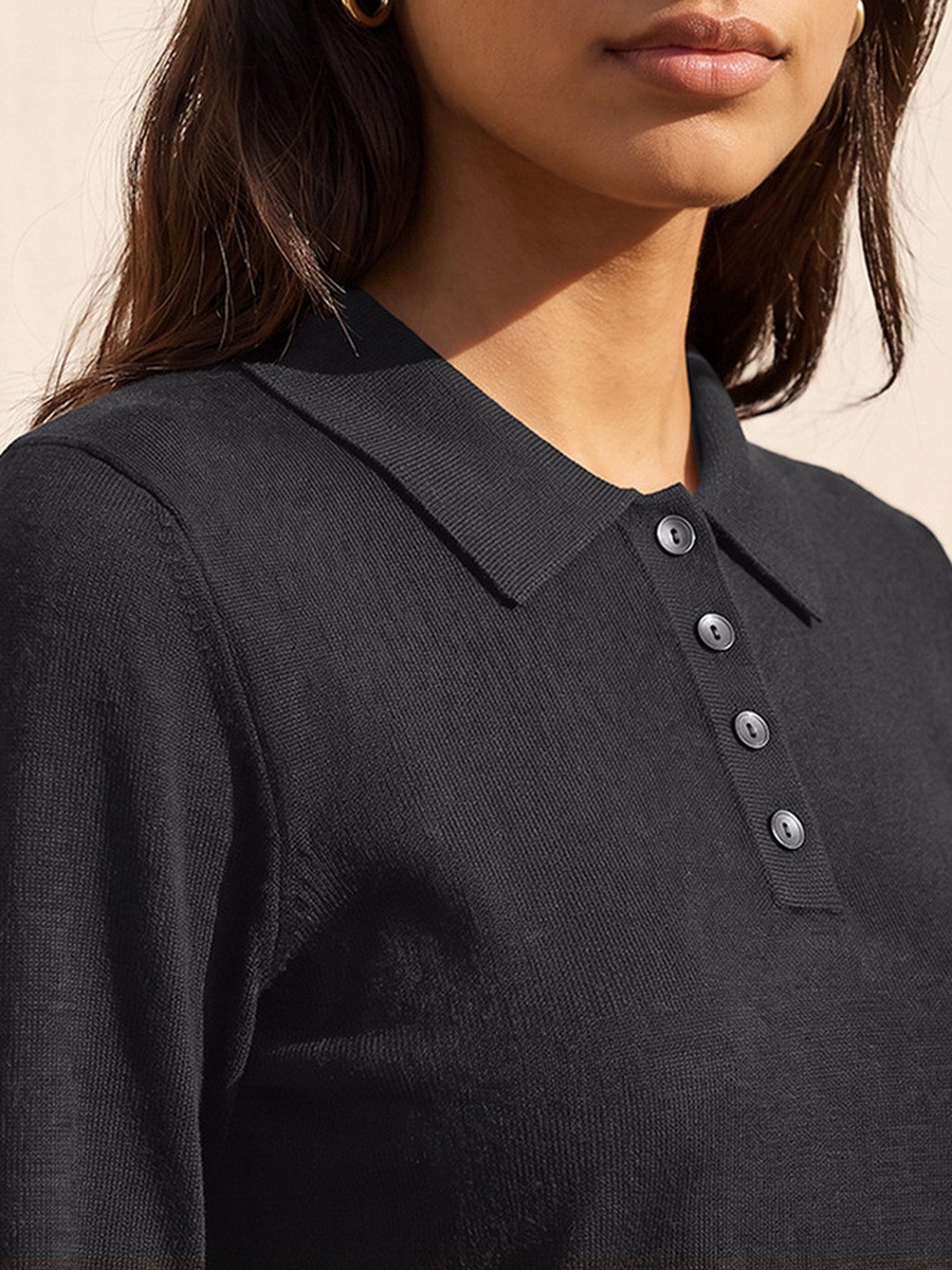 Polo Sweater with Ribbed Hem