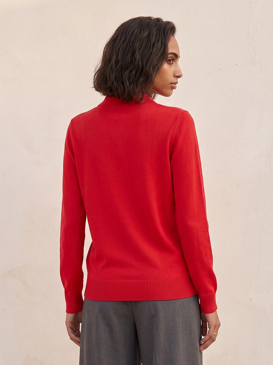 Polo Sweater with Ribbed Hem