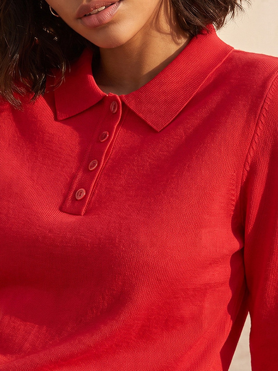 Polo Sweater with Ribbed Hem