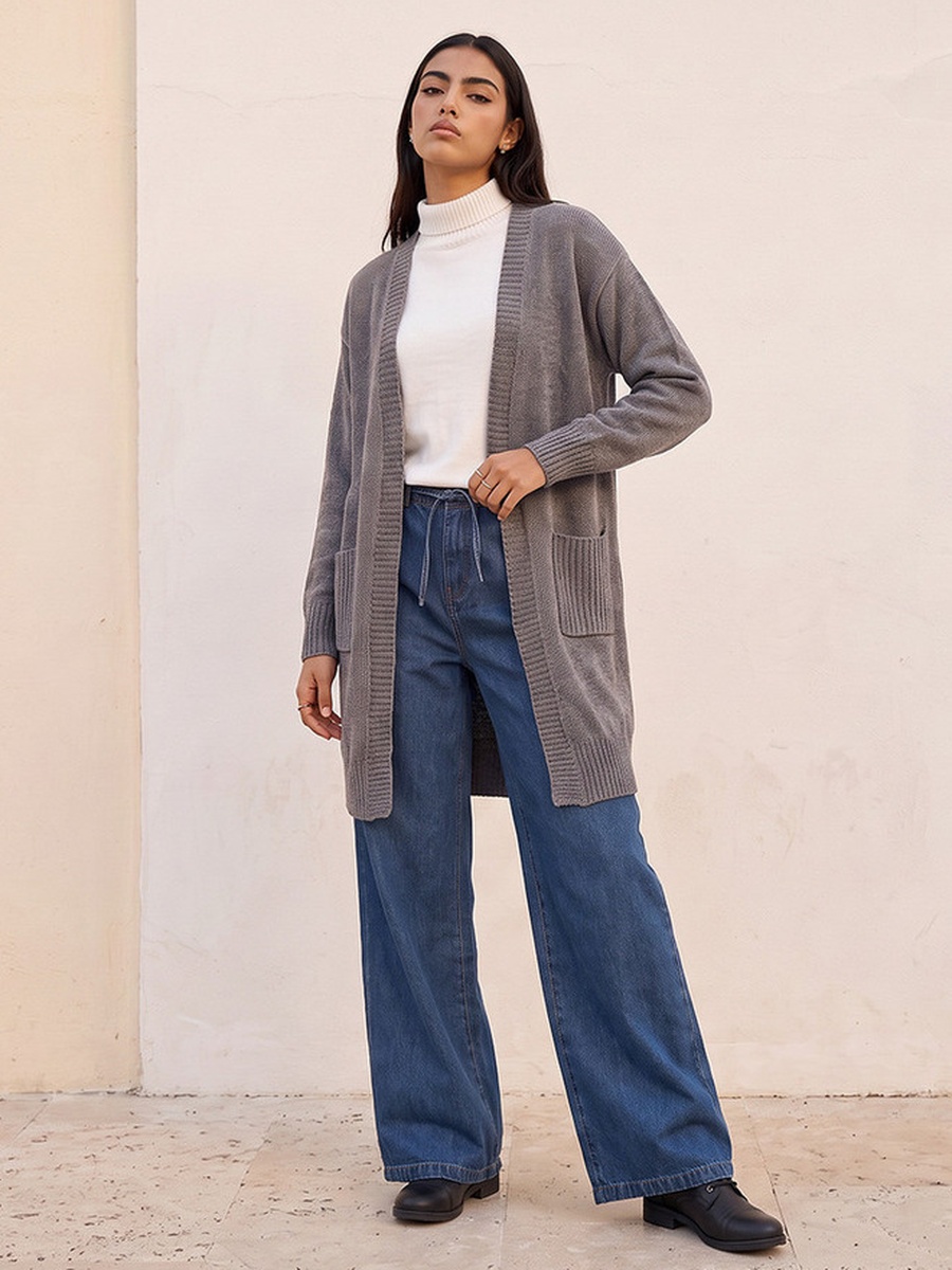 Textured Shrug with Pockets