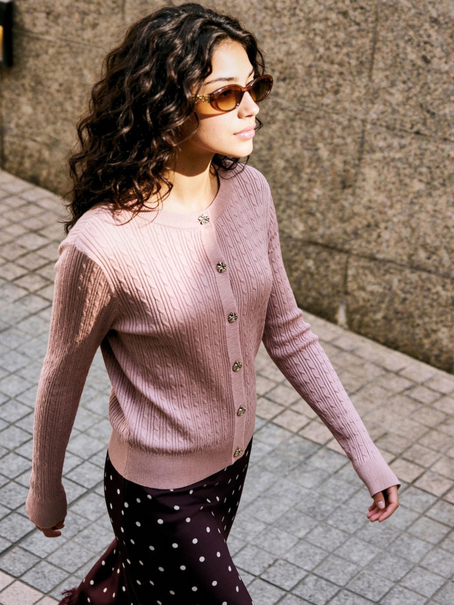 Textured Cardigan with Button Closure