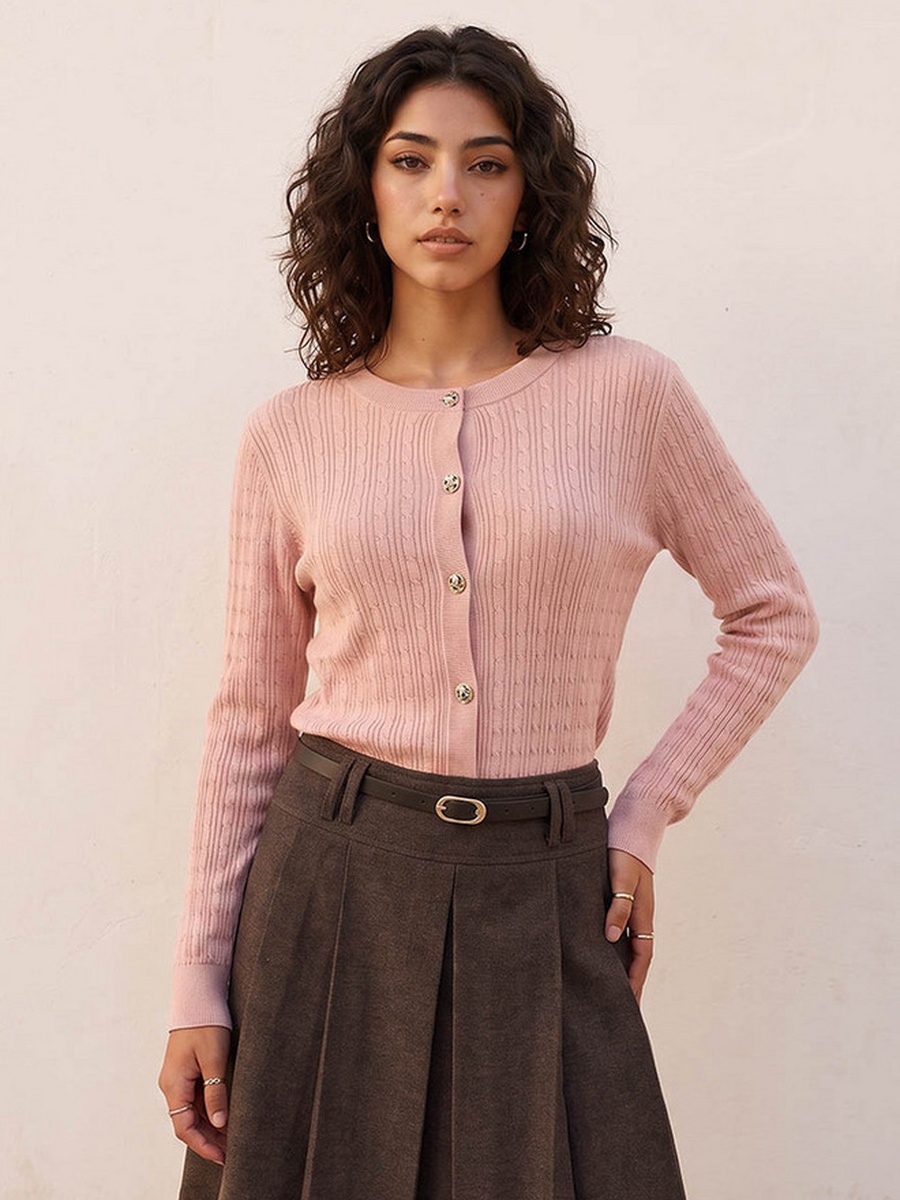 Textured Cardigan with Button Closure