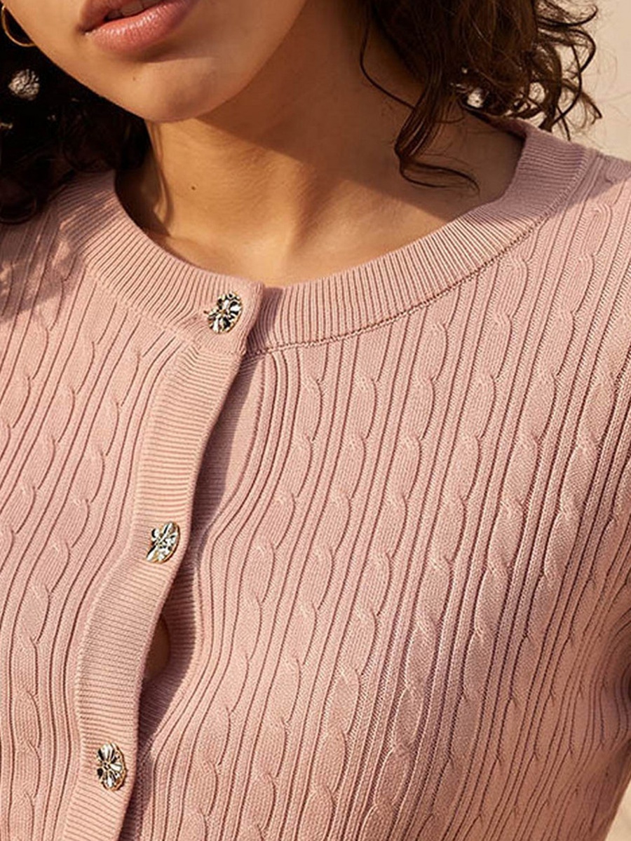Textured Cardigan with Button Closure