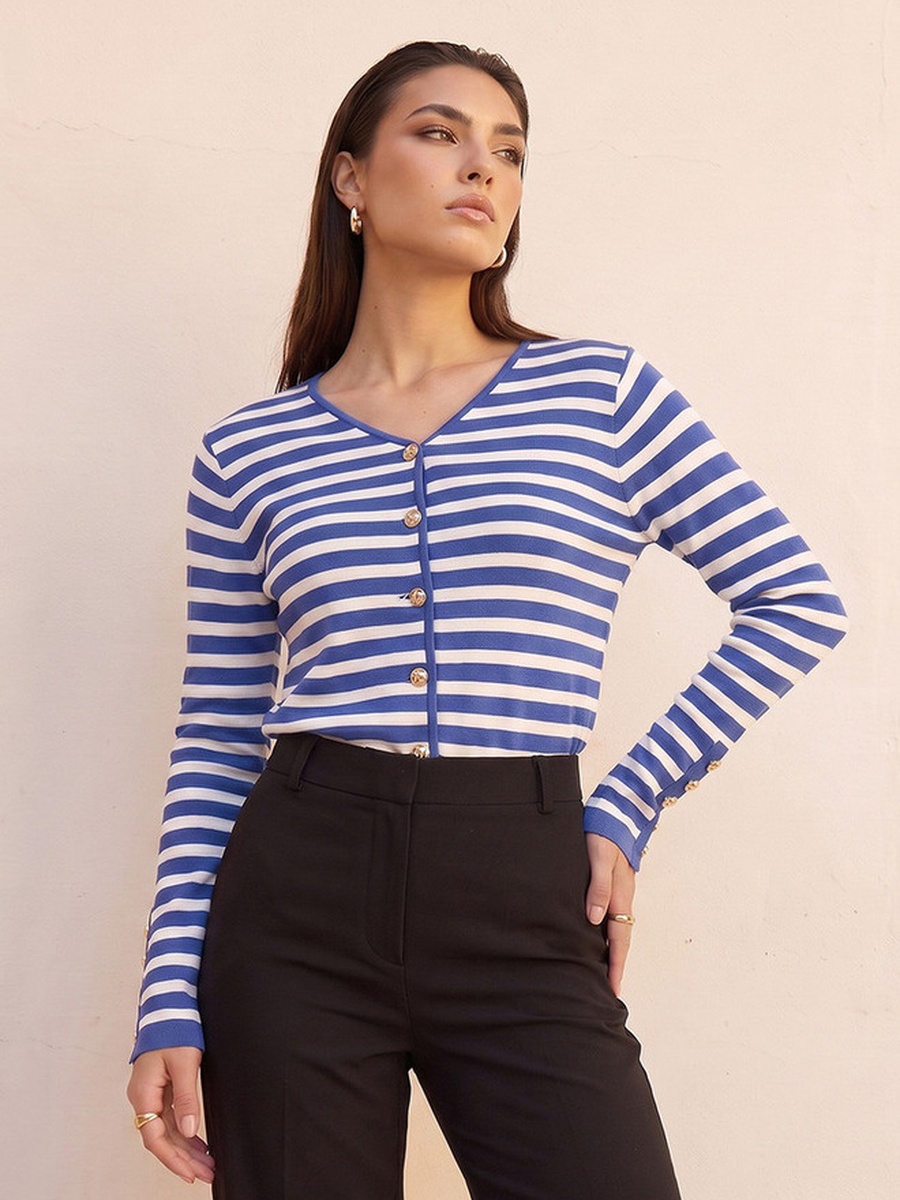 Relaxed Fit Striped Cardigan