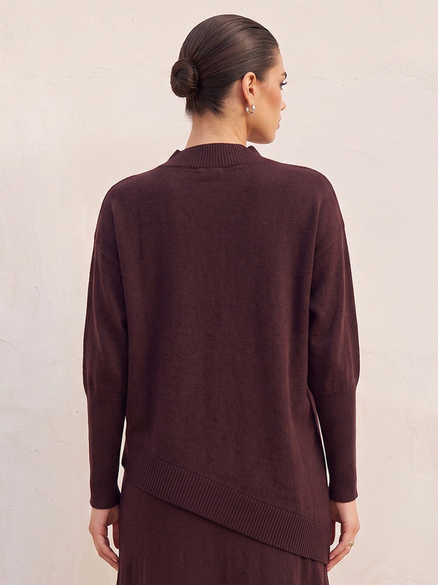 Relaxed Fit Textured Sweater with Asymmetric Hem