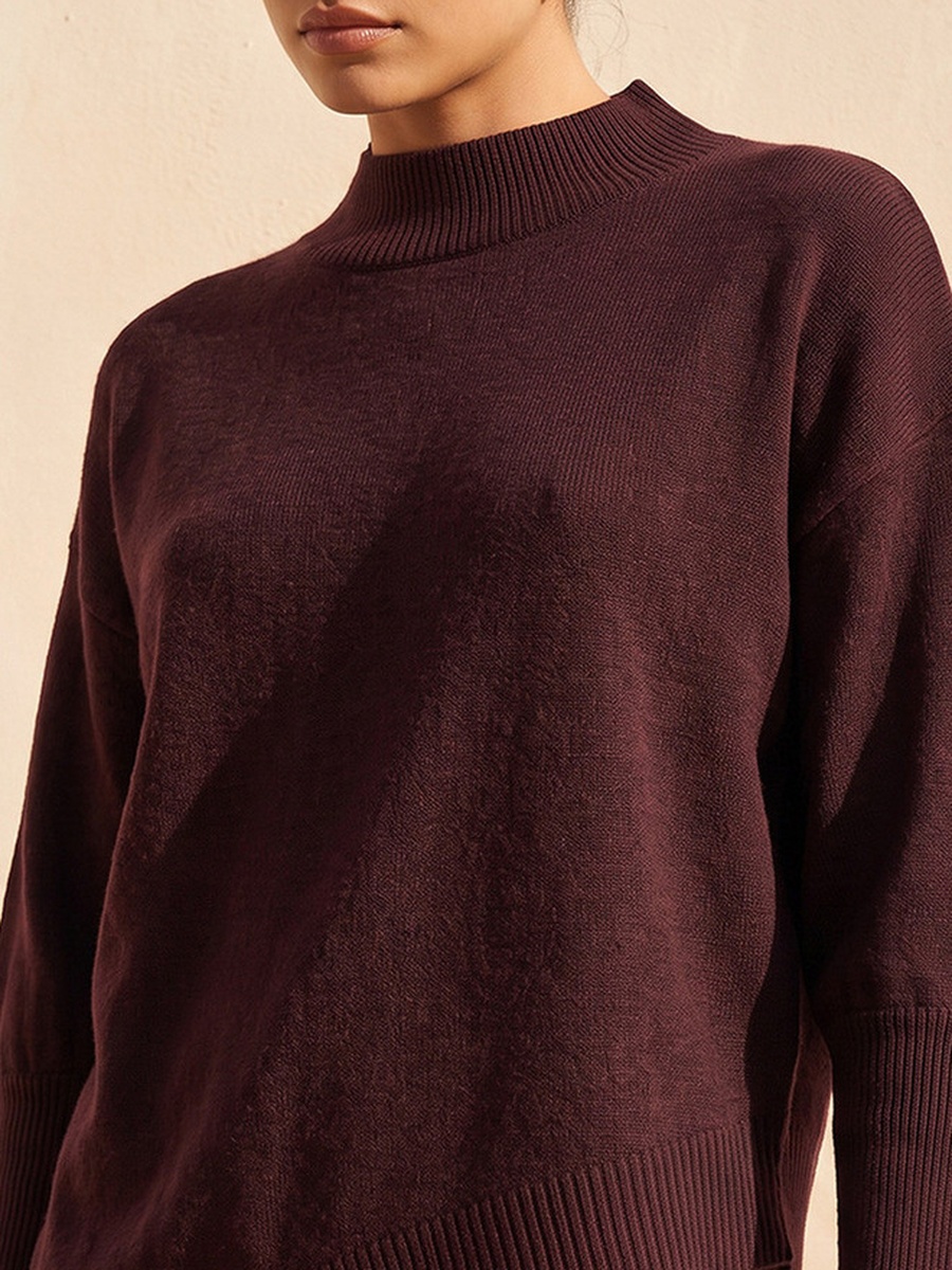 Relaxed Fit Textured Sweater with Asymmetric Hem