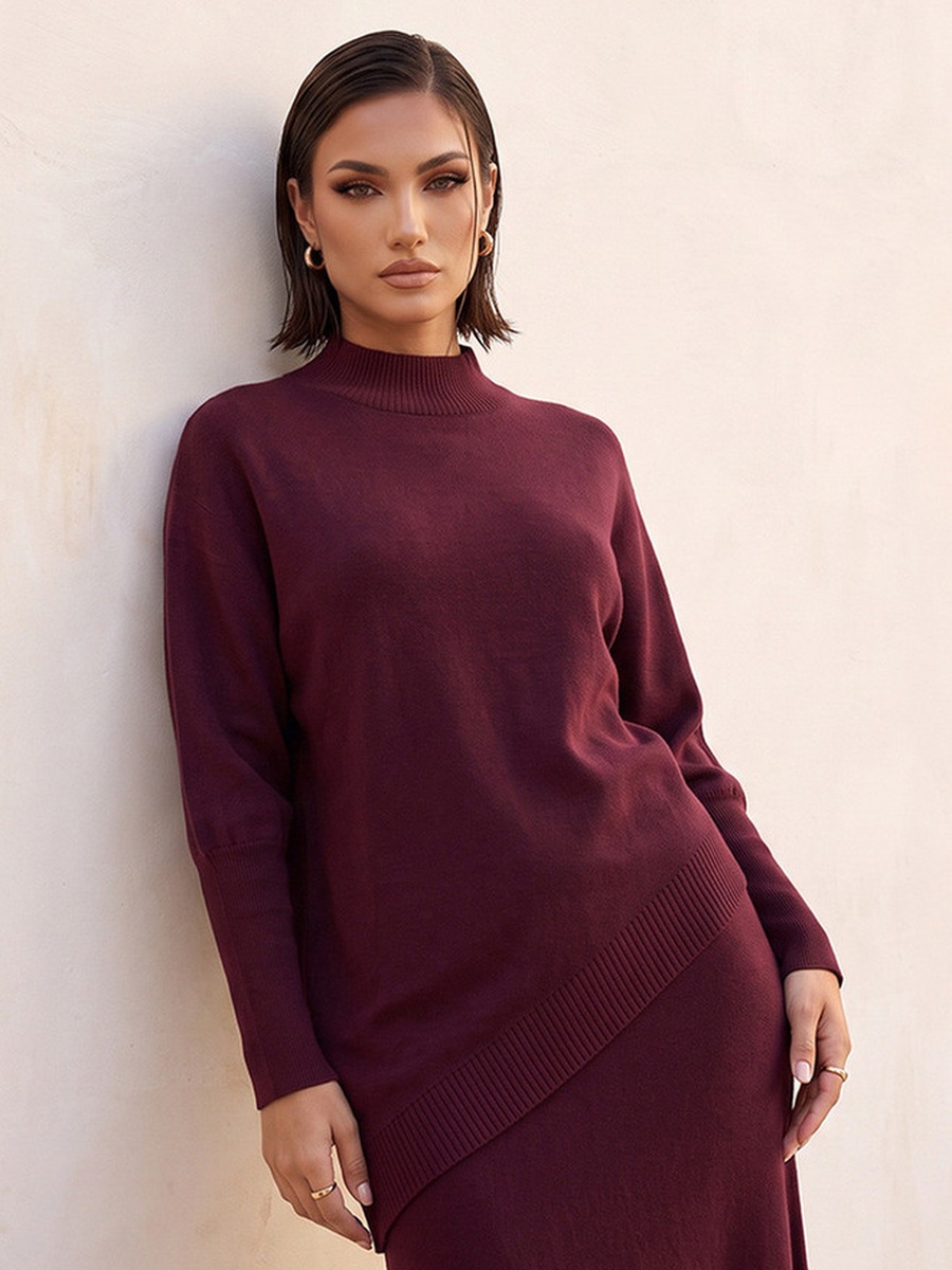 Relaxed Fit Textured Sweater with Asymmetric Hem