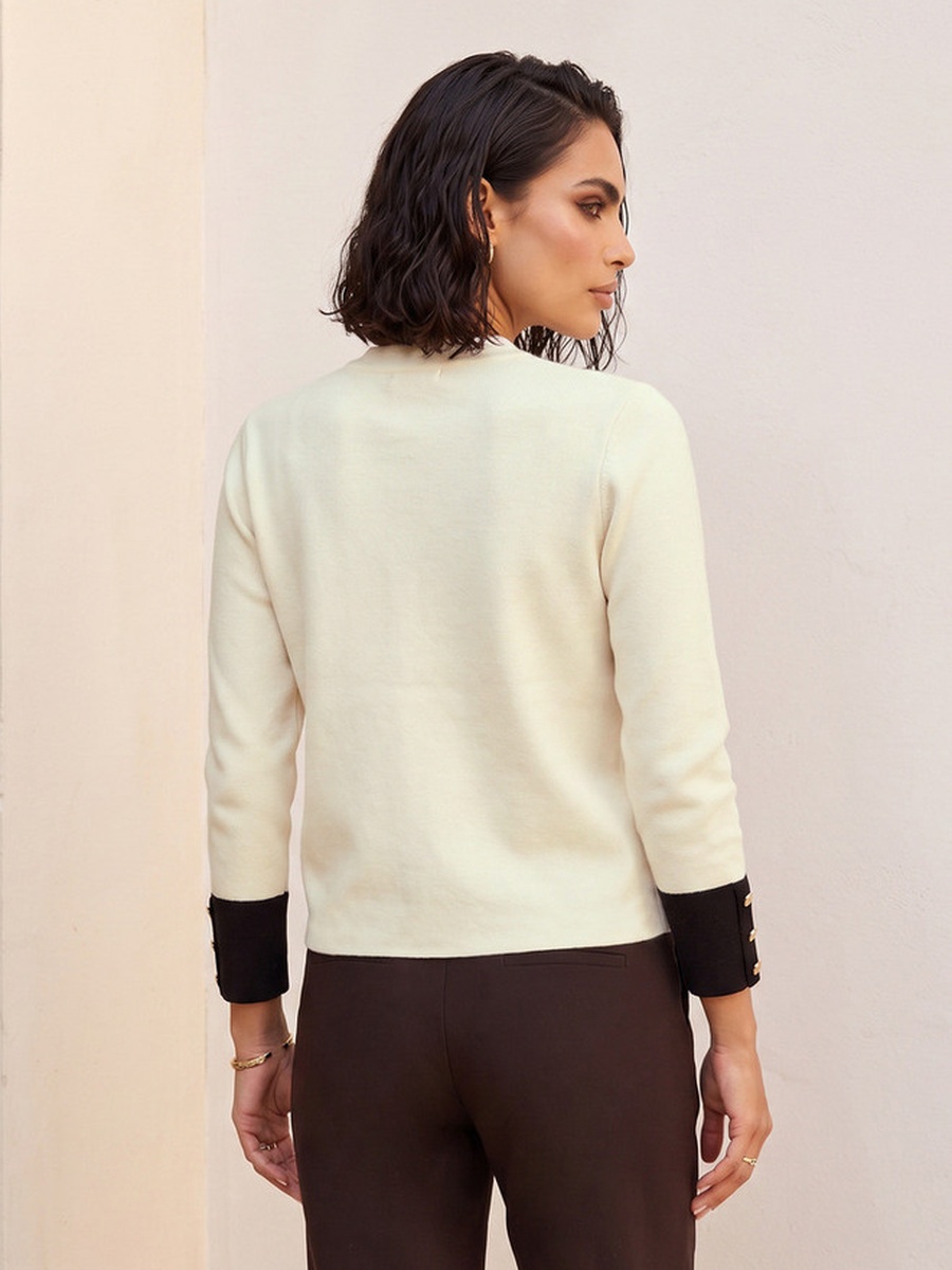 Textured Cardigan with High Neck