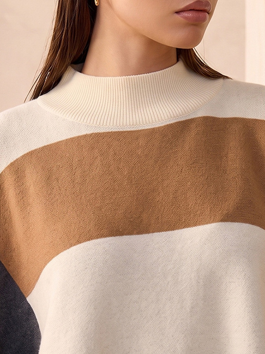 Panelled Poncho with High Neck