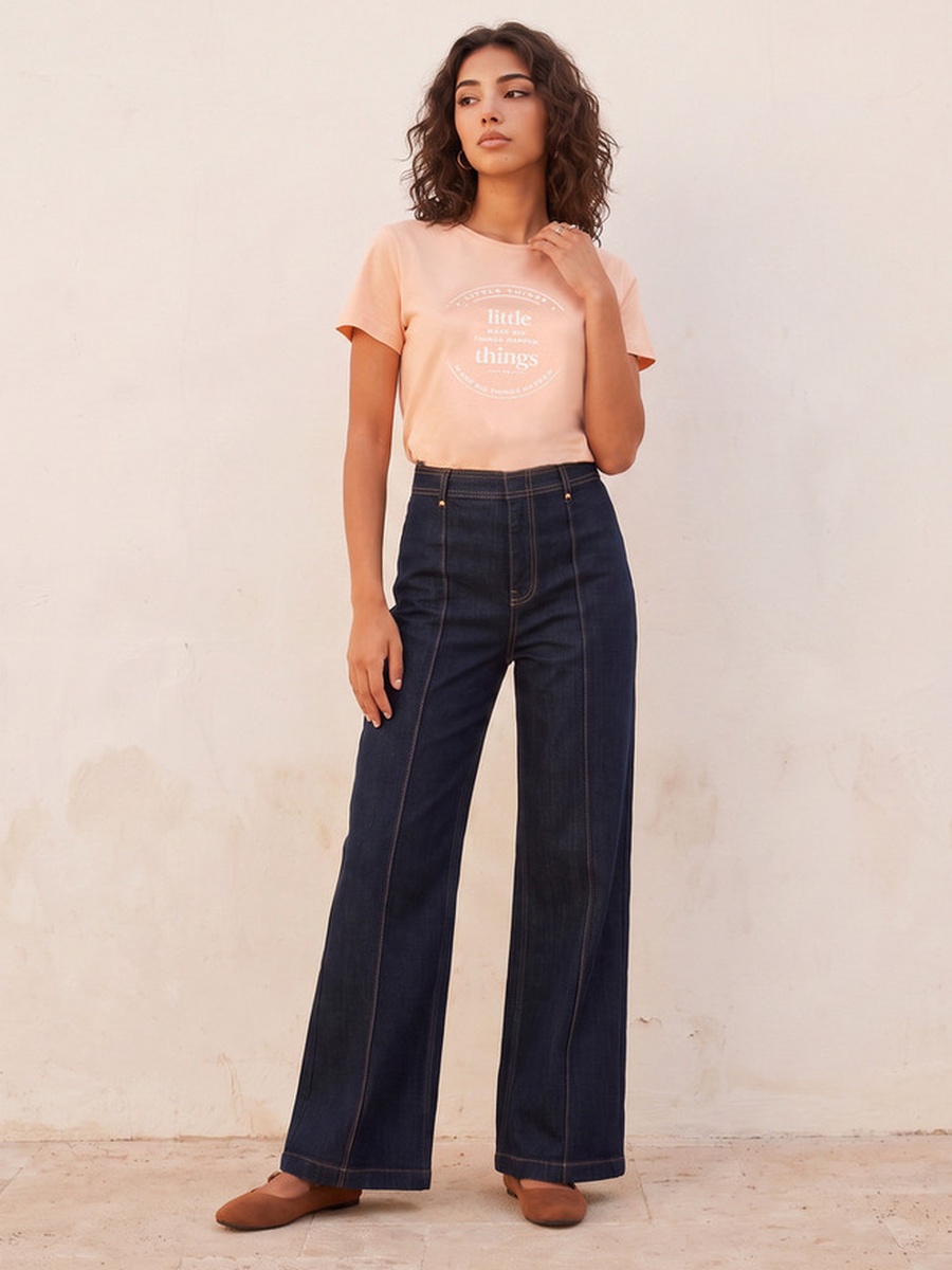 Cotton Slogan Print T-Shirt