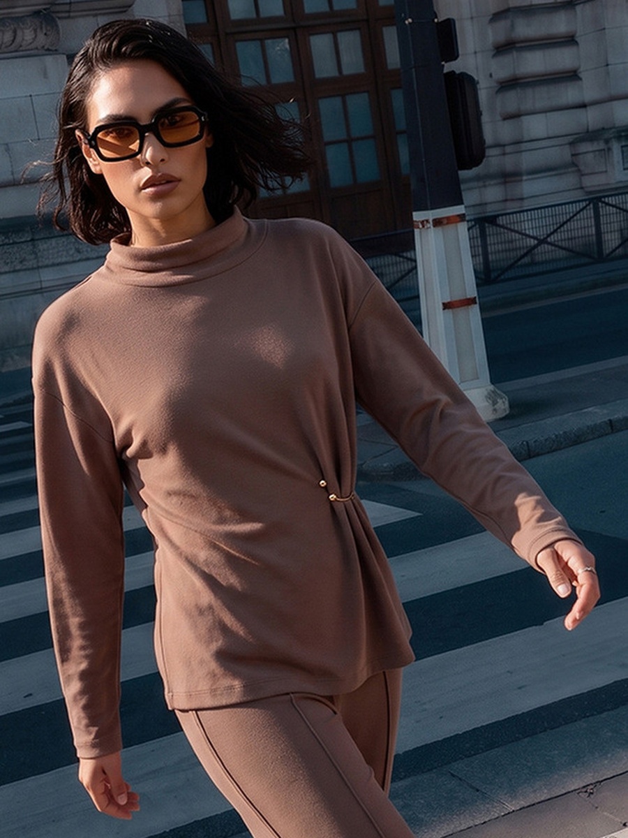 Relaxed Fit Turtleneck Top