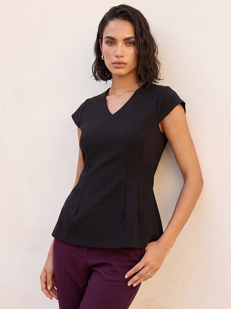 V Neck Peplum Top