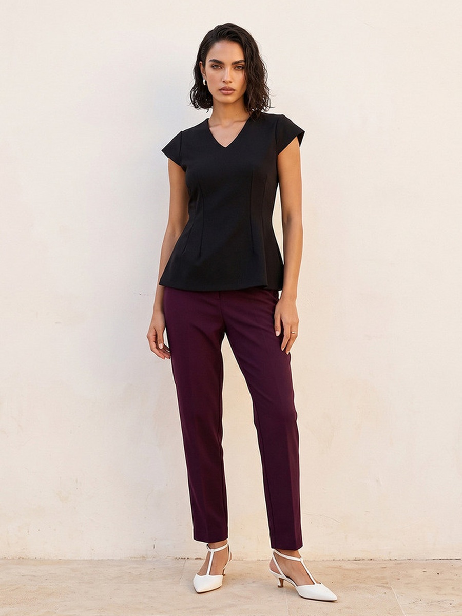 V Neck Peplum Top