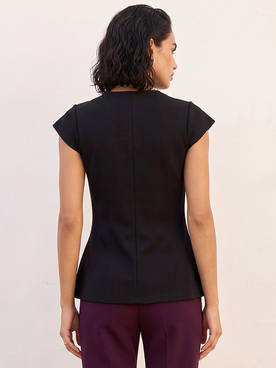 V Neck Peplum Top