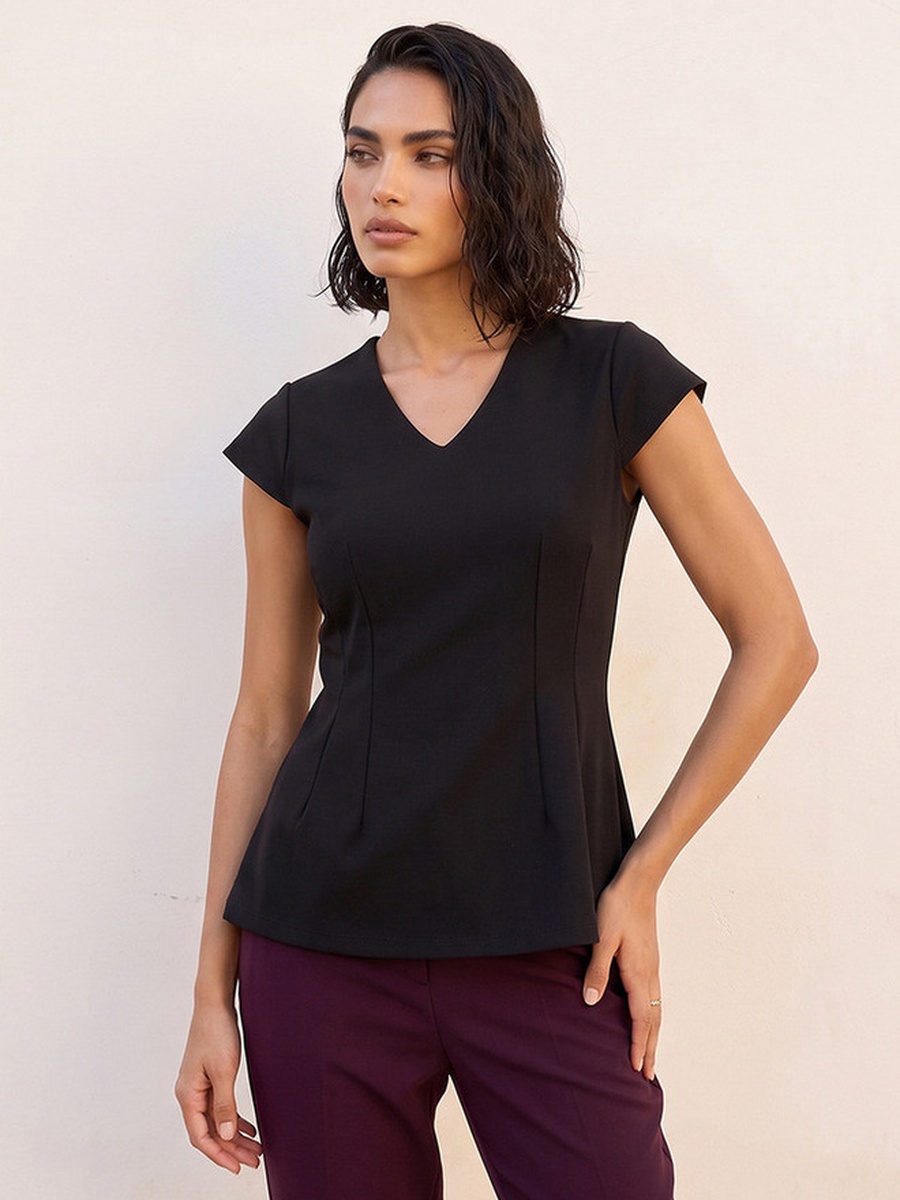 V Neck Peplum Top