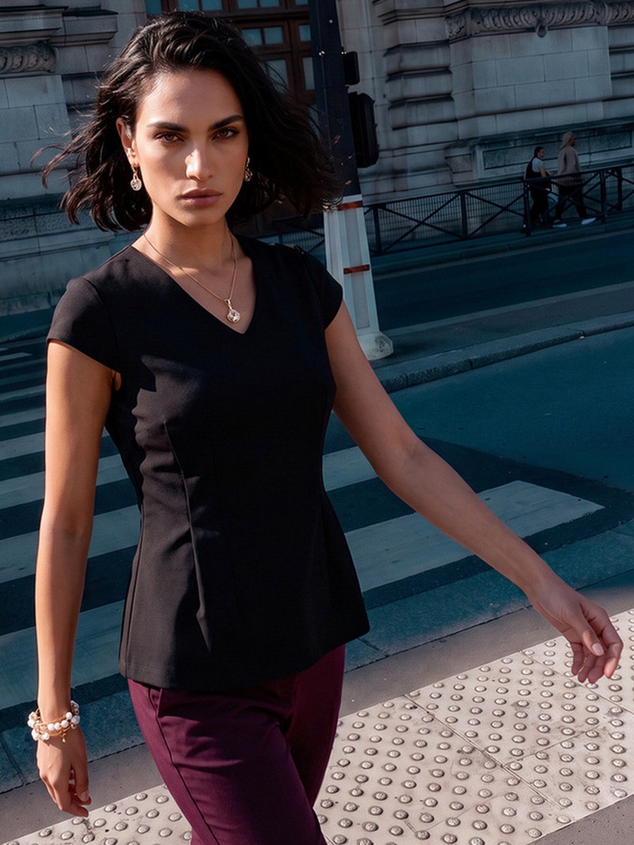 V Neck Peplum Top