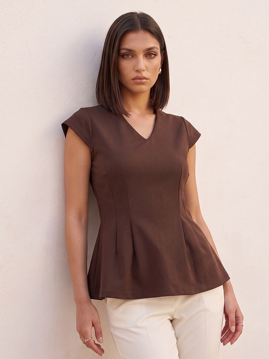 V Neck Peplum Top