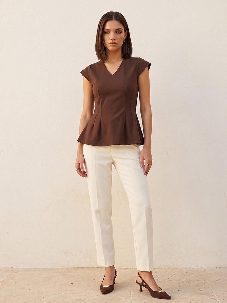 V Neck Peplum Top