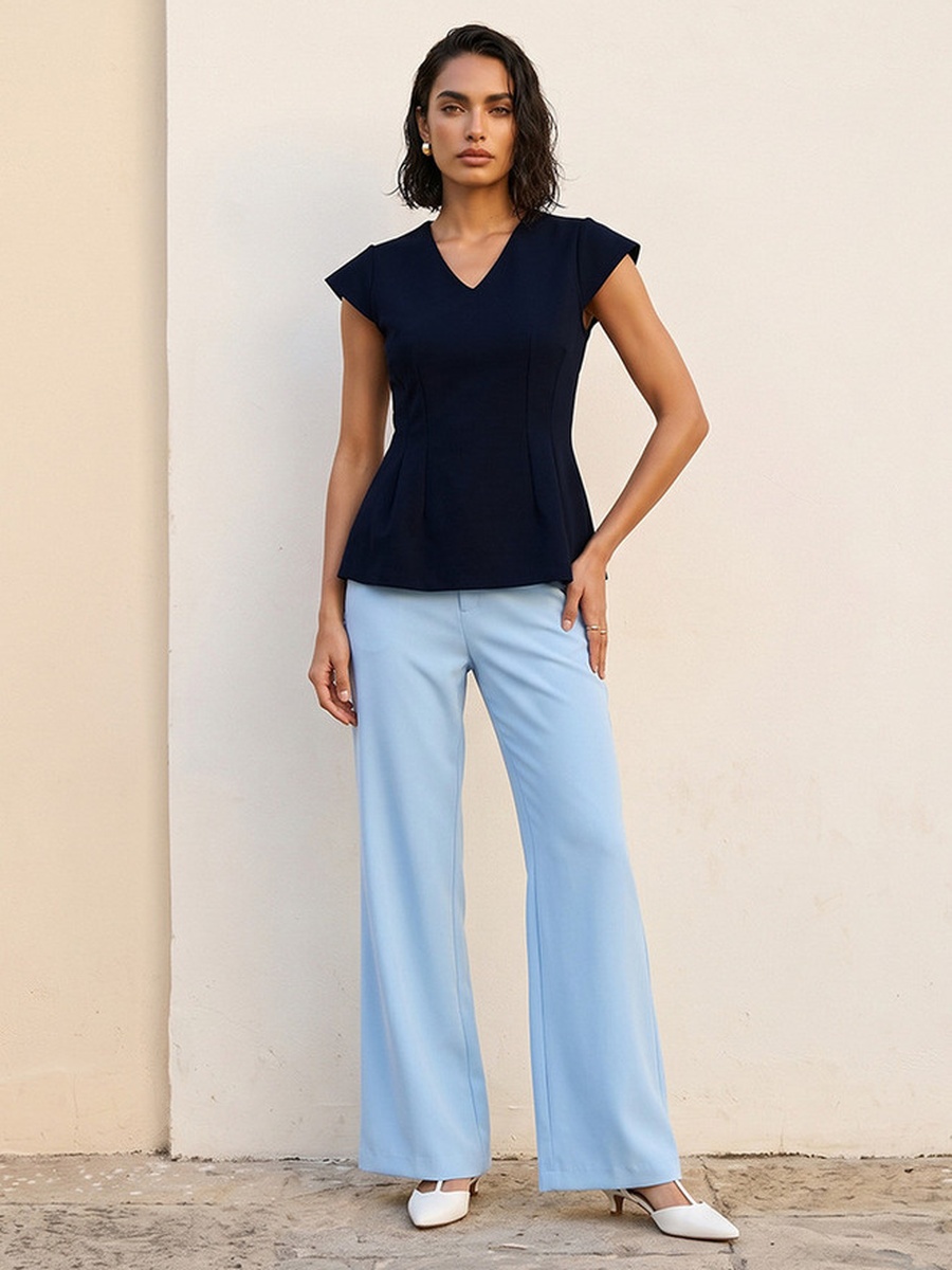V Neck Peplum Top