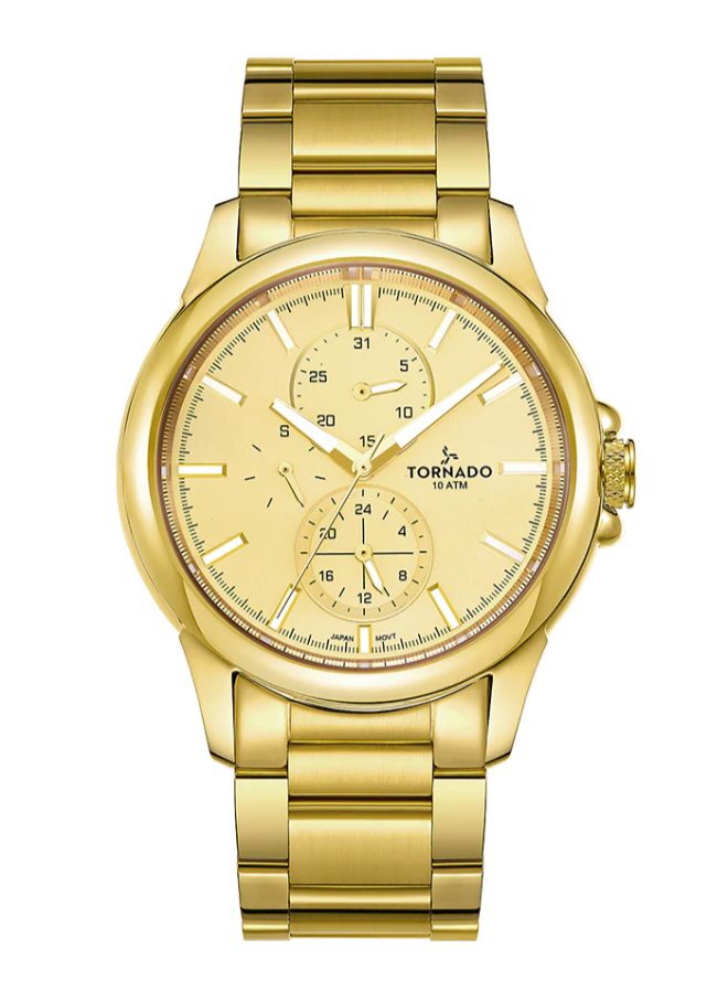 Celestia Elite Men Multi Function Champagne Dial Watch - T6107-GBGC