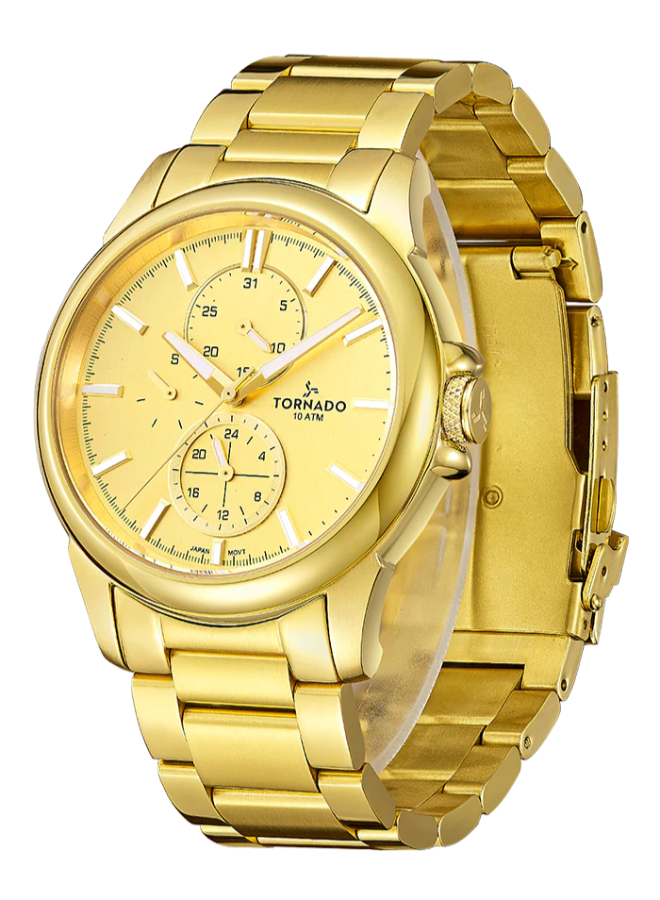 Celestia Elite Men Multi Function Champagne Dial Watch - T6107-GBGC