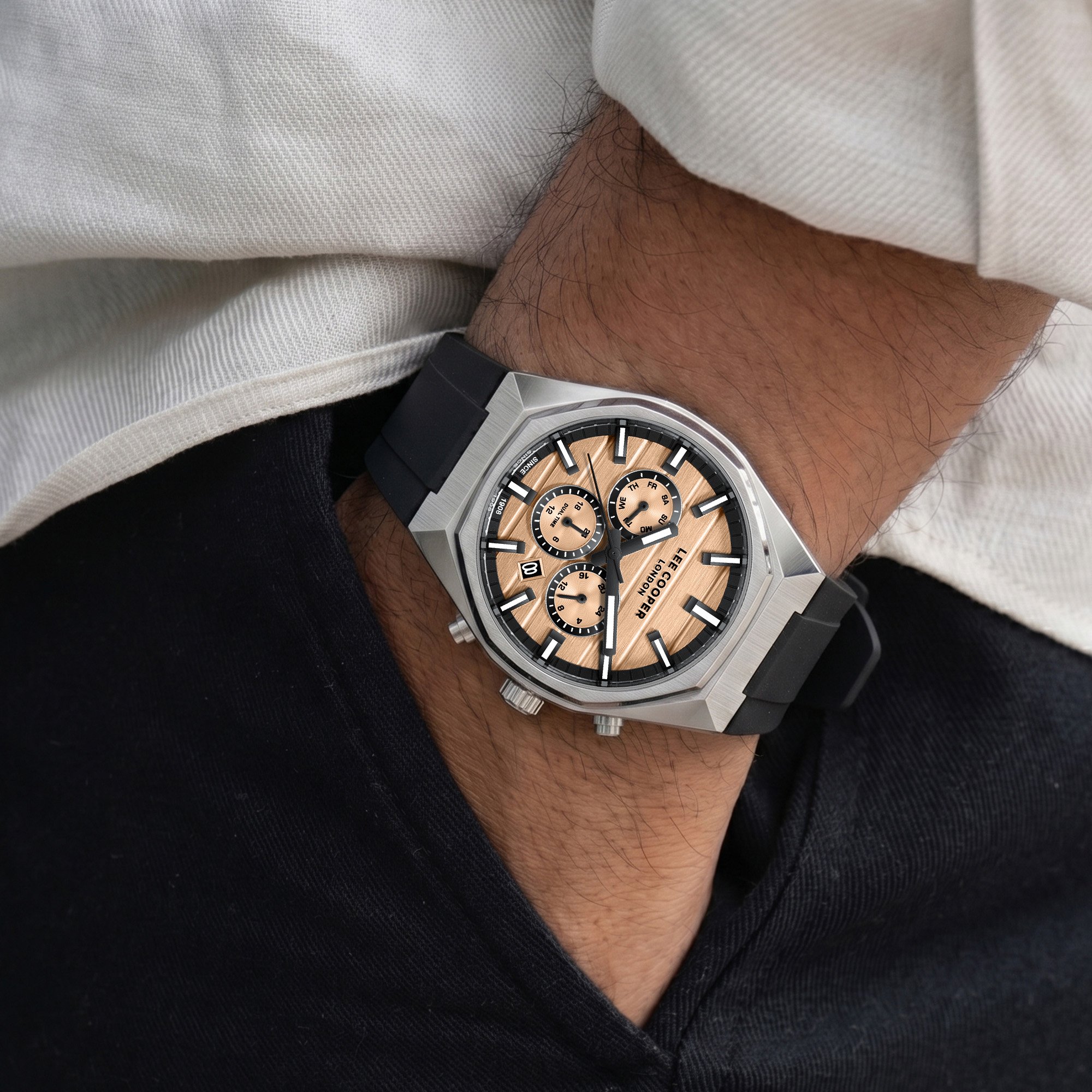 Men Multifunction Rose Gold Dial Watch - LC08388.300
