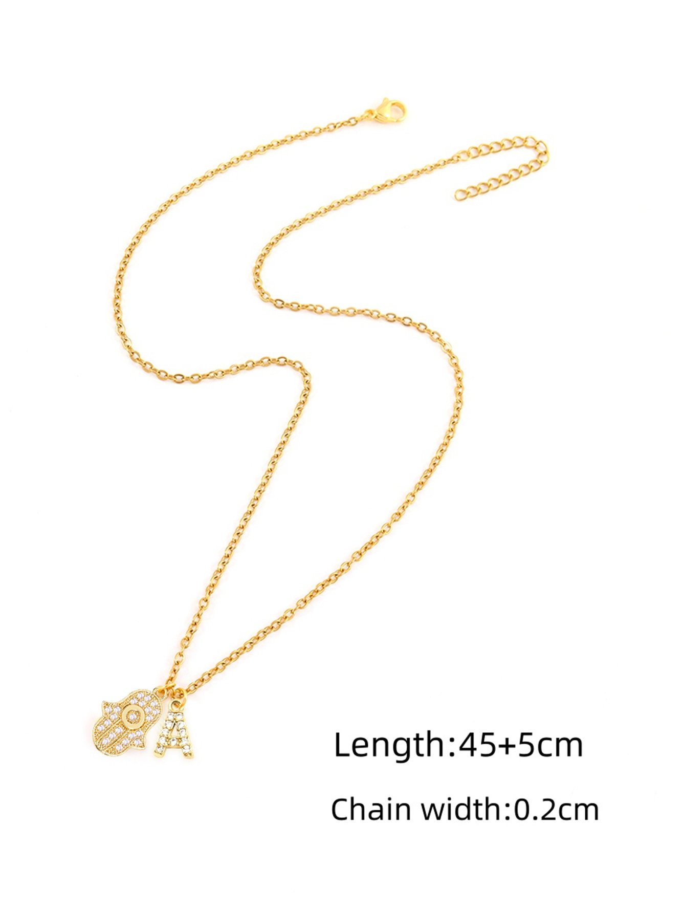 Initial Hamsa Pendant Necklace