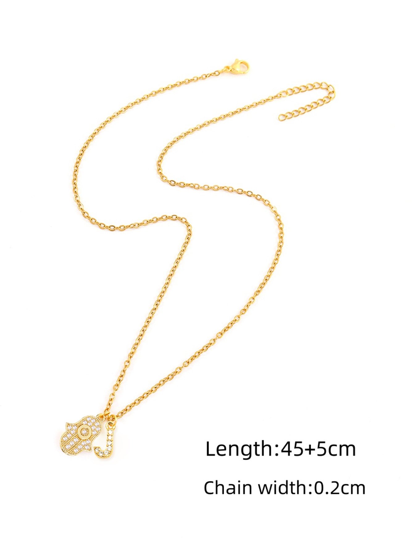 Gold Plated Hamsa and Initial Charm Necklace