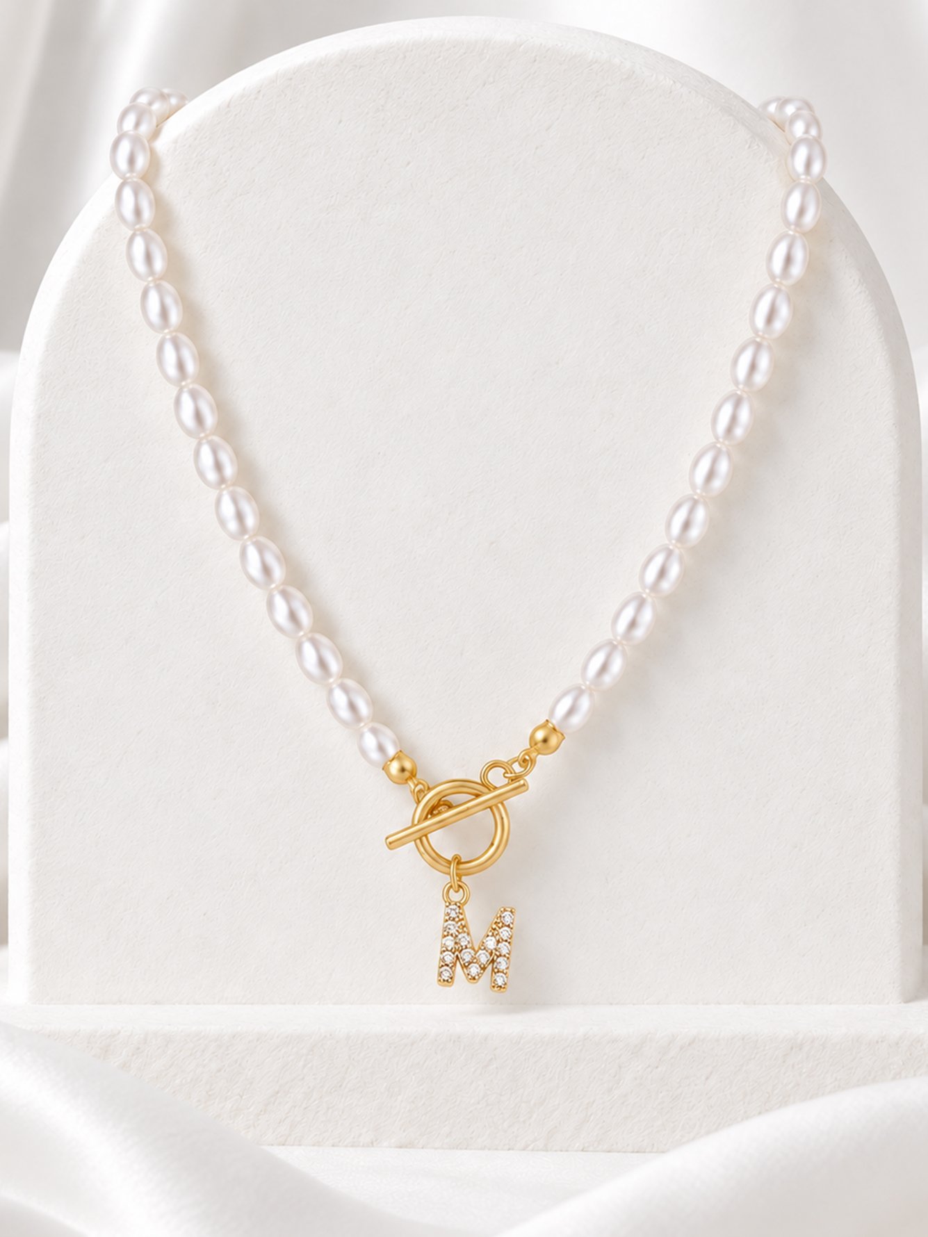 Initial Pearl Choker Necklace