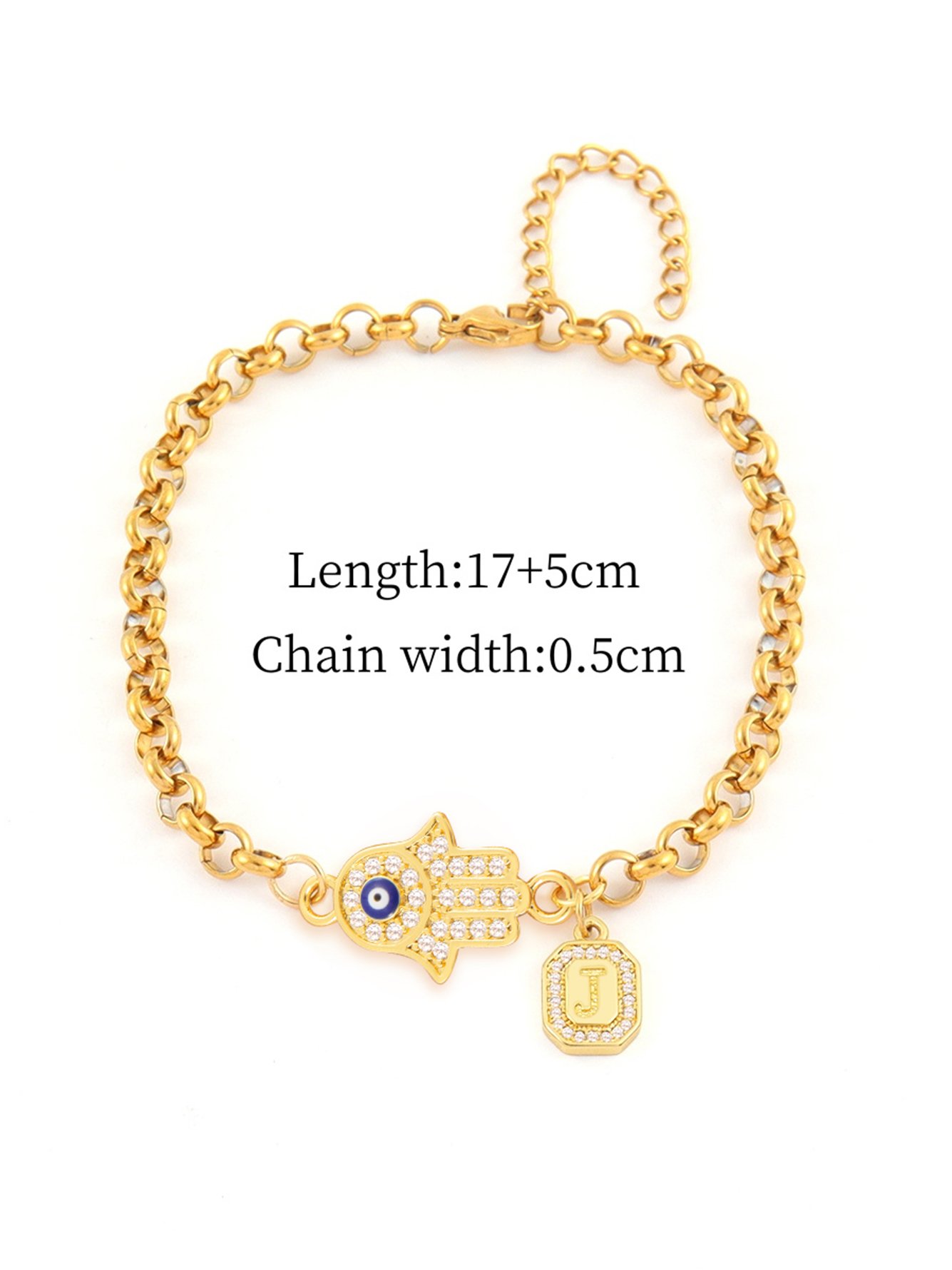 Hamsa Hand Bracelet with Initial Charm