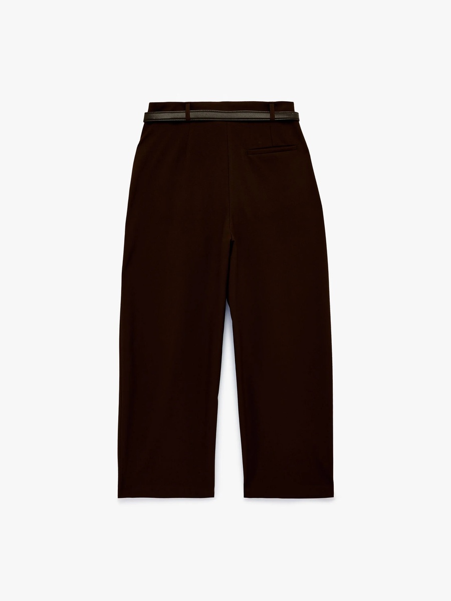 Womens Wide-Leg Brown Trousers