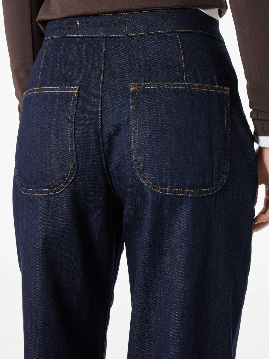 Navy Blue Mid-Rise Wide Leg Jeans