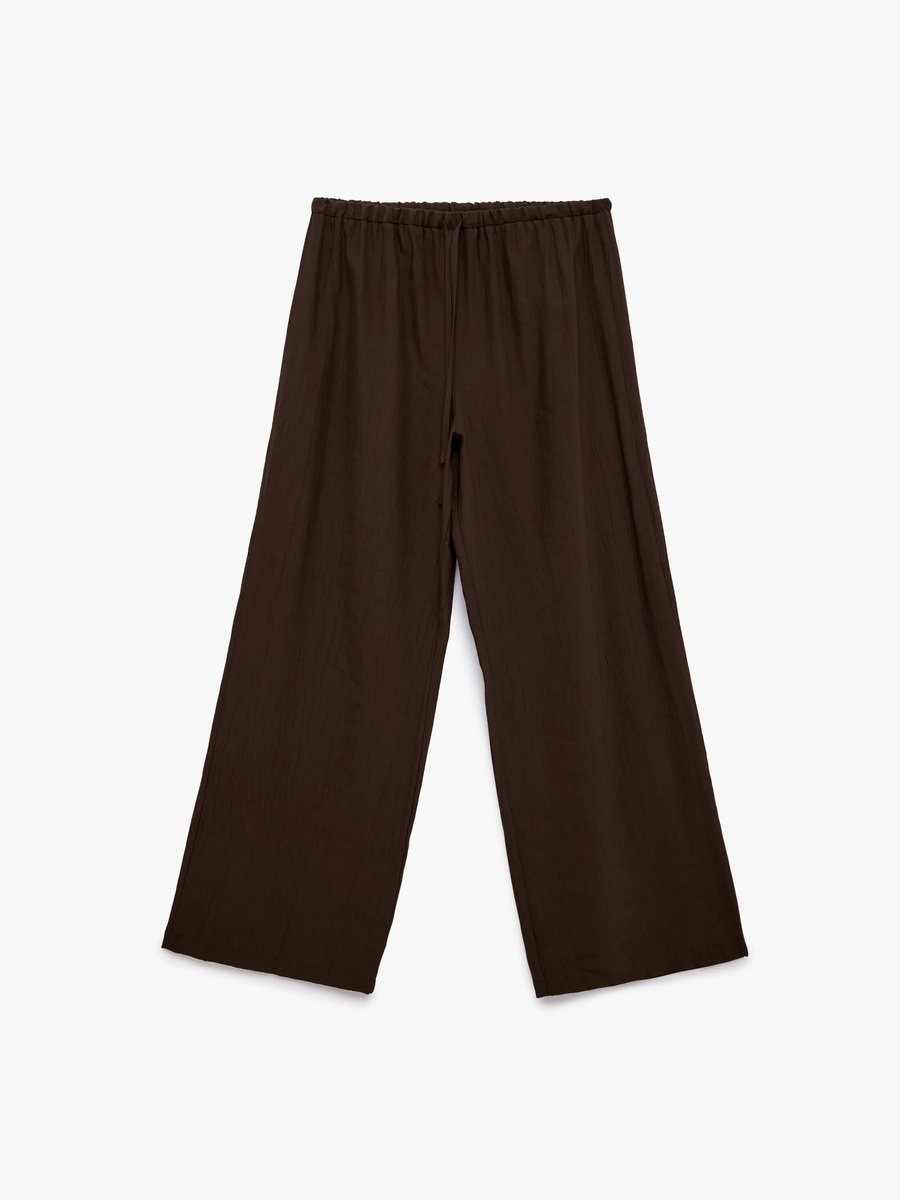 Womens Brown Wide-Leg Trousers