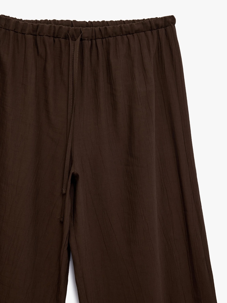 Womens Brown Wide-Leg Trousers