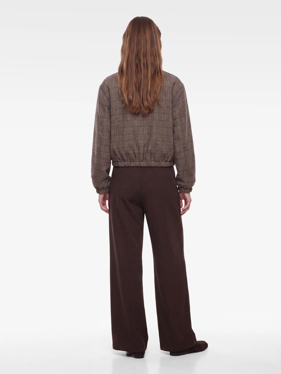 Brown Wide-Leg Trousers with Button Detail
