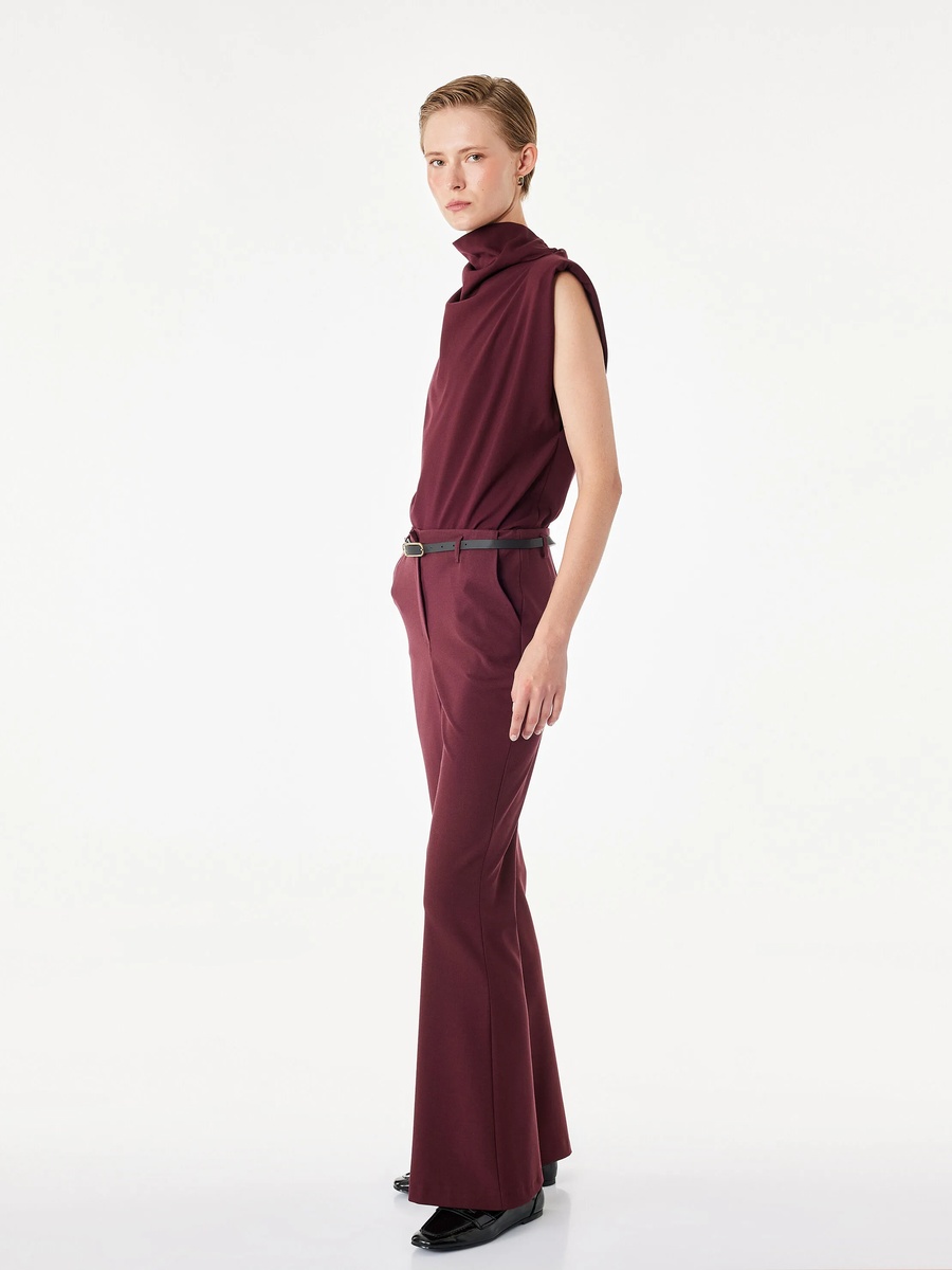 Burgundy Straight-Leg Trousers