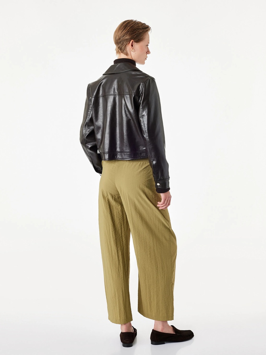 Khaki Wide-Leg Trousers with Belt