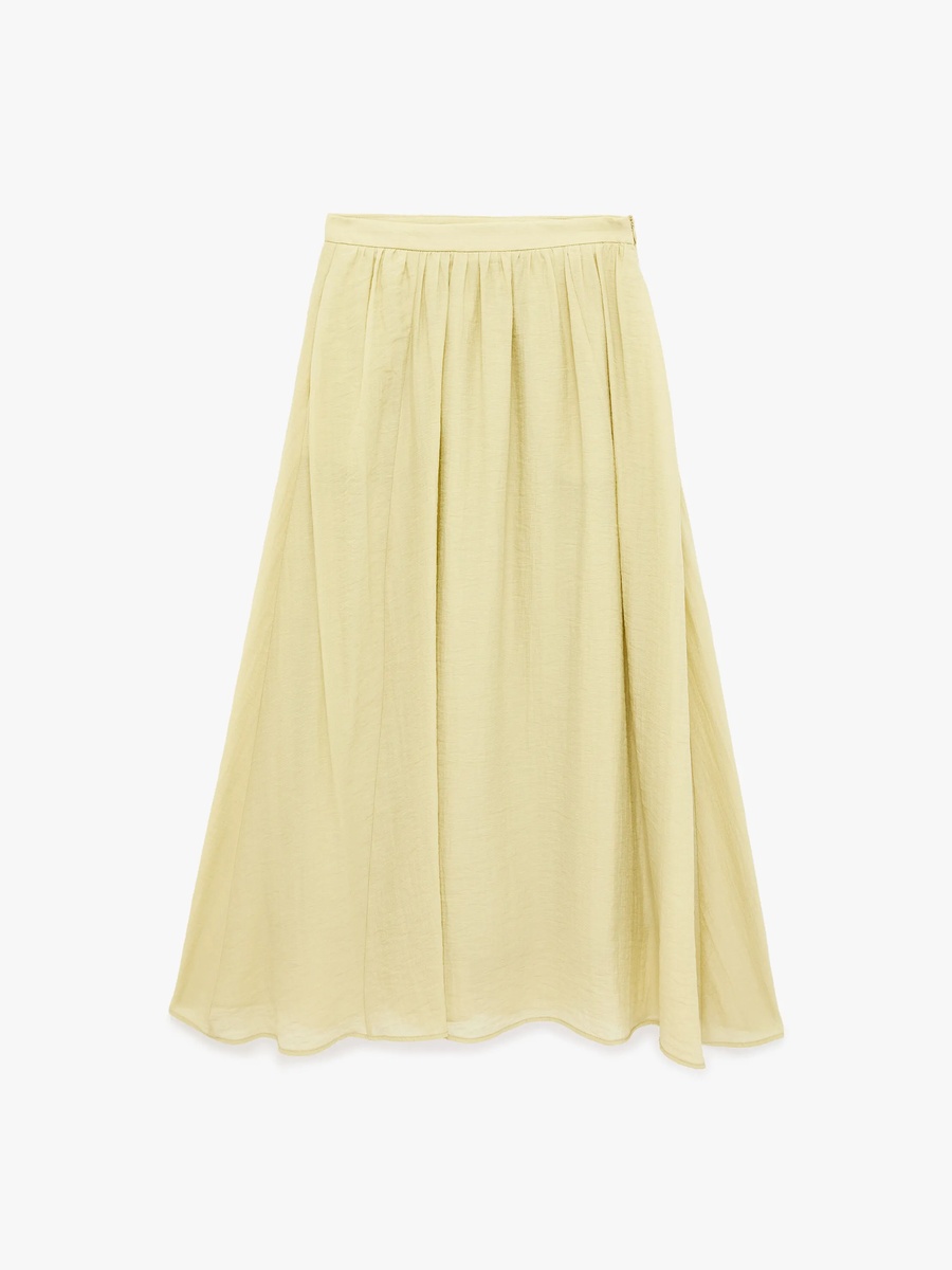 Green A-Line Midi Skirt