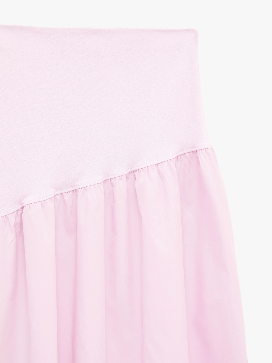 Pink A-Line Gathered Midi Skirt