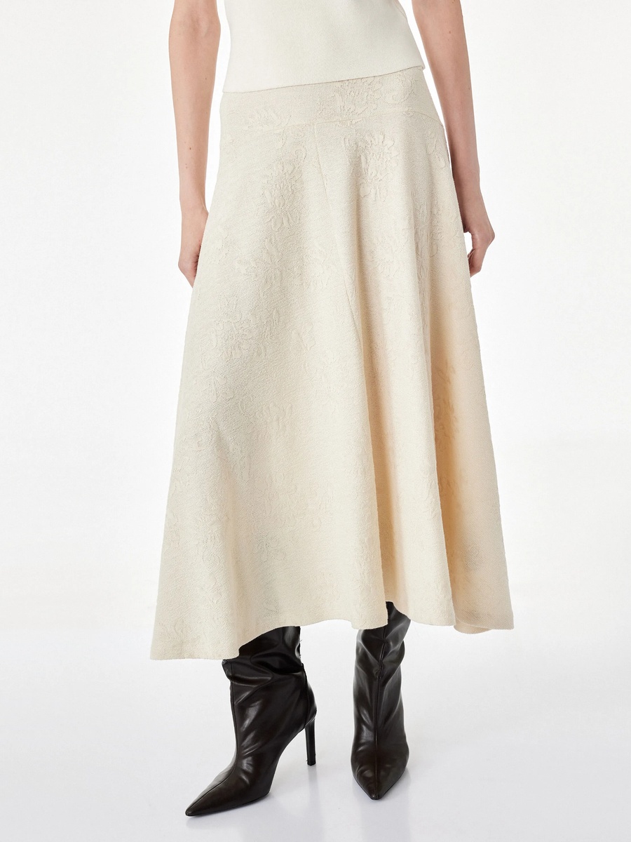 Beige A-Line Midi Skirt