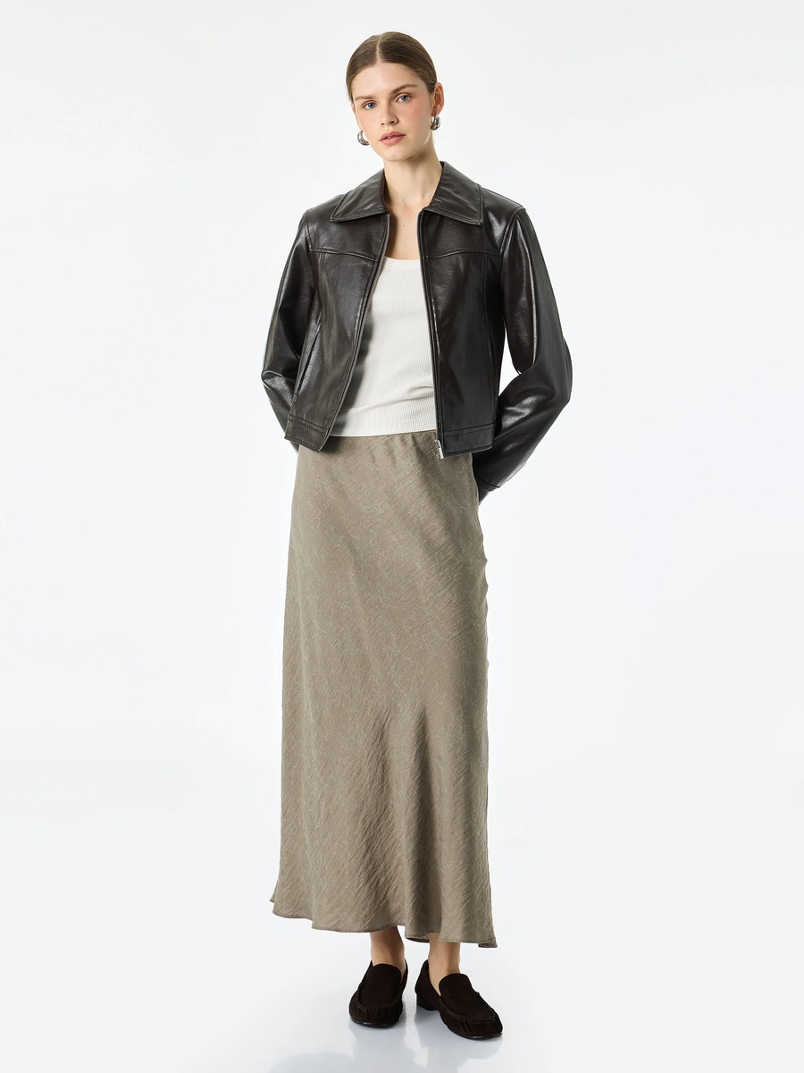 Brown A-Line Midi Skirt
