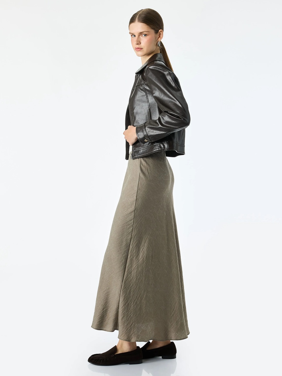 Brown A-Line Midi Skirt
