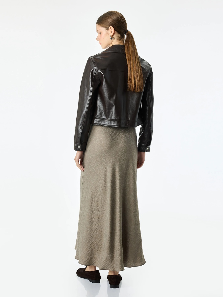 Brown A-Line Midi Skirt